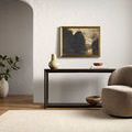 Benchcraft Sand Handmade Rug shown in a living room setting under neutral modern furniture.