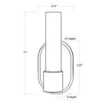 Line drawing of Dixon Single Sconce with front view showing dimensions of 11 inches height and 4.75 inches width