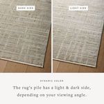 Split view of rug's light and dark pile sides illustrating dynamic color shift
