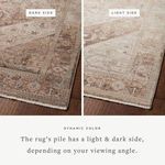 Close-up showing the rug's reversible pile with darker and lighter side contrast
