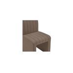 Close-up of seat and backrest channeling and piped detail on Sally Dining Chair in brown fabric