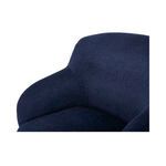 Close-up on upper armrest and backrest of Stevie Lounge Chair in navy blue textured fabric