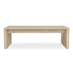 Daydream Sectional coffee table with natural wood base and beige stone top, clean lines and rectangular shape