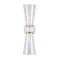 Byford Bath Wall Sconce illuminated with visible fine light source behind textured glass