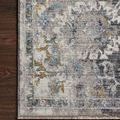 Samra Grey / Multi Rug with intricate blue, grey, and mustard medallion pattern on a soft textured surface