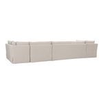 Back view showing full slipcover coverage and alligator clip modular connections on the banquette