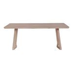 Silas Dining Table shown from front view highlighting the angled white oak legs and support design