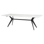 Daniele 93.8 inch white ceramic dining table with black angled metal legs and spacious rectangular top