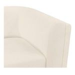Close-up of Alora sofa's rounded arm and curved back intersection in off-white fabric.