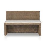 Side angle emphasizing backrest height and cushioned seating
