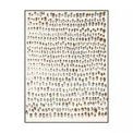 Silver Dots Framed Art with rows of irregular silver and bronze oval dots on a white background, sleek black frame