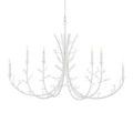 Twiggy Oval Chandelier lit from front angle with six candle lights and curving twig arms