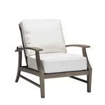 Croquet Teak Recliner Chair with white cushions and warm teak wood frame, featuring curved armrests and slatted design