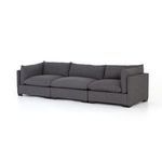 Diagonal angle of Westwood sectional emphasizing low seat height and deeply cushioned design