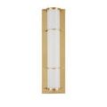 Front view of Blaine wall sconce with illuminated warm light diffuser