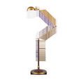Libretto Floor Lamp with antique brass finish, rust-colored woven faux leather stem wrap, and fluted base detail