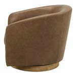 Side view of Oscy chair showing its smooth back curve and floating wooden base