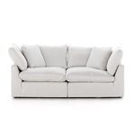 Front view with all cushions fluffed and slightly angled outward arm cushions