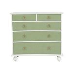 Front view of chest drawers closed, emphasizing the symmetrical arrangement and textured drawer fronts