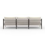 Rear view of Sherwood sofa highlighting vertically aligned cotton weaving on backrest frame