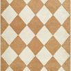 Isaac Ivory Handmade Rug with geometric ivory and camel diamond pattern, medium wool pile, soft textured finish