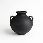 Black terracotta vase shown from front with wider neck opening visible