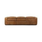 Back view of Radley sectional showing vertical panel stitching on rear leather panels