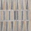 Detailed view of central geometric area in Beckett Latte Tan Gray Mosaic Rug with tan and gray rectangular blocks