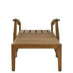 Front view of chaise with natural wood finish showing slatted design without cushions.