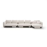 Front view showing smooth ivory upholstery and plush cushions on Overlap Right Chaise Sectional