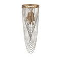 Lucien Wall Sconce hanging on white paneled wall above beige loveseat and gold accent table