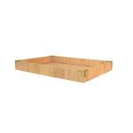 Tommy Tray angled view showing depth and woven rattan sides with brass corner details