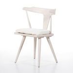 Off-white Ripley Dining Chair in sculptural oak silhouette with sheared sheepskin loose seat cushion