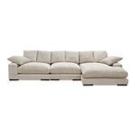 Front view of Plunge slipper chair with chaise positioned on the right side