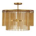 Mantra ceiling light viewed straight on with all gold metal tentacles evenly arranged around light bulbs
