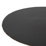 Alternate full view of end table with rubbed black round top and three textured metal legs