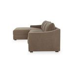 Side profile of Farrow Sectional highlighting arm slope and cushion depth in taupe chenille