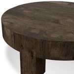 Close-up of table top edge showing dovetail joinery and rustic oak veneer texture