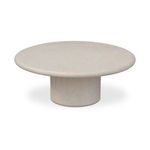 Frida outdoor coffee table shown from a higher angle showcasing its rounded bullnose edge
