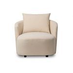 Farrah Chaise Lounge in beige with pill-shaped cushioned seat, sculpted arms, and matching loose pillow