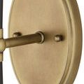 Close-up of antique brass wall plate with small rounded screws and brushed texture