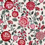Matte finish wallpaper featuring vibrant pink strawberries and red roses with green leaves on a light baby pink background