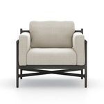 Hearst Outdoor Chair front view without shadows, highlighting textured light sand fabric on cushions
