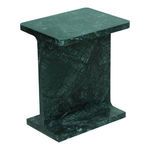 Tullia accent table angled side view showing thickness of marble top and base with curved edges