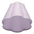 Underside view reveals scalloped shape and smooth inner lining of the tapered linen-trimmed lamp shade