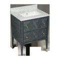Front-left angled view showing rectangular undermount sink and vintage navy finish