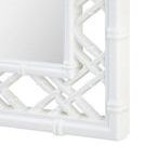 Close-up of Clara Mirror frame showing detailed bamboo-inspired lattice texture and ghost white finish