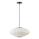 Lys Pendant Light with mid-century cocoon-shaped white diffuser and thin black suspension cord