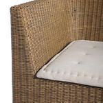 Back view showing continuous woven rattan surface without cushion