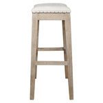 Harper Barstool back view highlighting the sleeper wood grain and footrest structure
